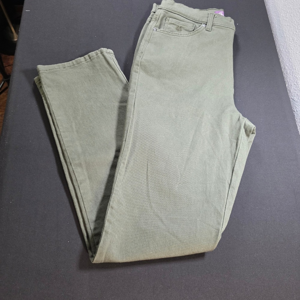 Gloria Vanderbilt Amanda High Rise Tapered Jeans Olive Green‎ Womens Size 8